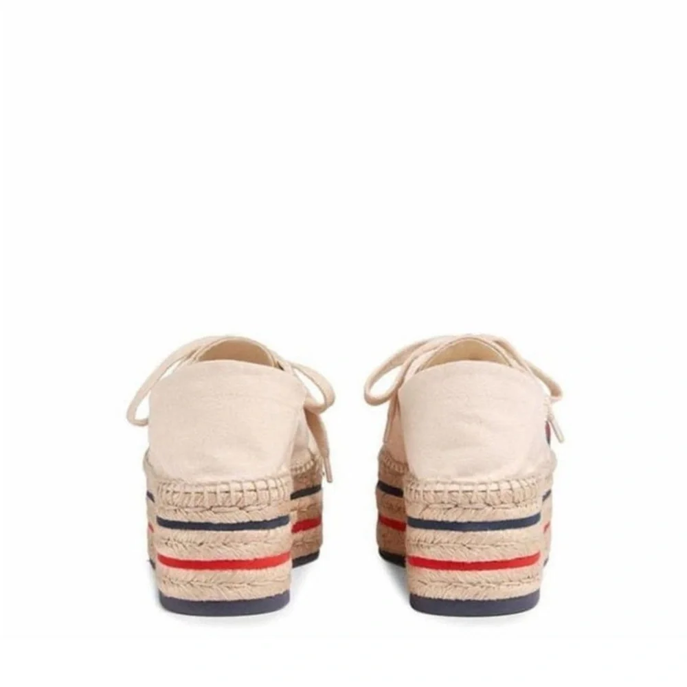 EUC/LIKE NEW Gucci Logo Platform Espadrilles Canvas in Off-White - Size EU 34